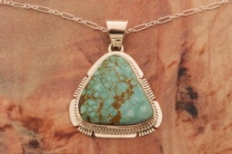 Sterling Silver Genuine Number 8 Mine Turquoise Pendant